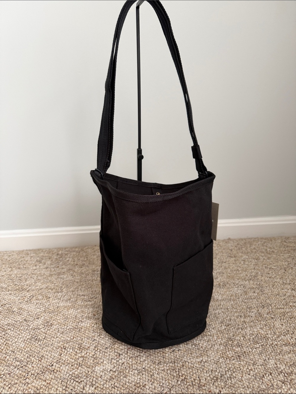 Everlane Black Canvas Bucket Shoulder Bag